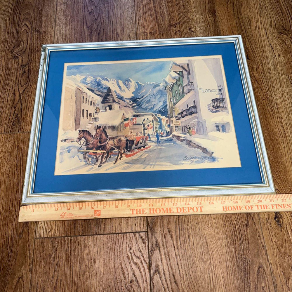 Cecile Johnson Signed The Lodge at Vail Colorado Watercolor Print Framed Art - Picture 5 of 11